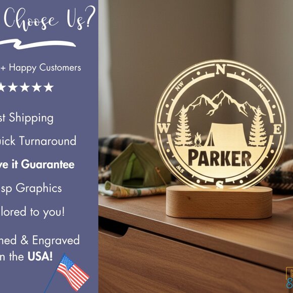 Mountain LED Name Light | Custom Nature-Inspired Room Decor for Kids - Picture 4 of 8